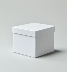 Front view of white box on light gray.