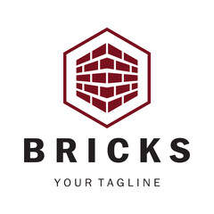 creative brick logo designs for buildings, architectural buildings, civil engineering, building materials shops