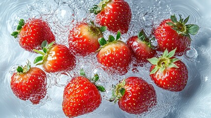 Strawberry fell into the water instant photo