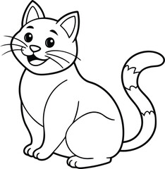 Cute cat illustration for coloring: black and white design ideal for young children.
