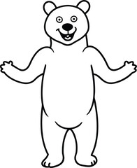 Adorable bear coloring page for kids with fun, simple black and white graphics. Perfect for sparking creativity and imagination!

