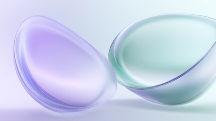 Obraz premium Abstract Composition with Green Shapes and Glassmorphic Element