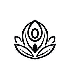 Infinity flower meditation nature yoga line art style premium vector logo design template
