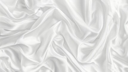 Naklejka premium Luxurious White Satin Fabric Texture Background with Soft, Flowing Silk Drapery and Elegant Waves