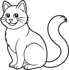 Fun and playful cat coloring page: black and white graphic for children to color and enjoy.
