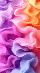 Fototapeta premium Abstract flowing fabric-like waves in vibrant colors of purple, pink, and orange, creating a soft, dynamic background. Perfect for design, art, and creative projects