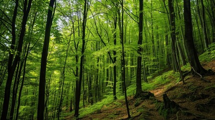 Obraz premium Hungarian national park forest in autumn light, summer scene.