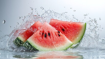 The moment the watermelon fell into the water
