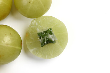 Amloki Indian gooseberry herbal medicinal healthy fruit on white background