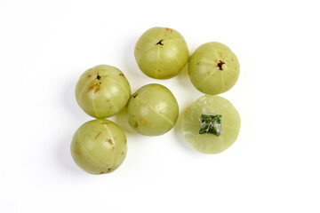 Amloki Indian gooseberry herbal medicinal healthy fruit on white background