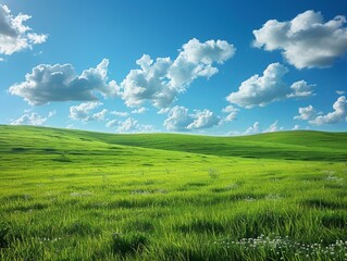 Green fields and trees beautiful mountains There's a clear sky There's morning light