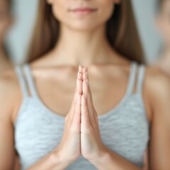 Group yoga class at a retreat, highlighting community and fitness focus on group wellness realistic Overlay yoga studio backdrop