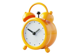 A 3D cartoon-style illustration of a cute and playful alarm clock model, designed to add charm and whimsy to any setting isolated on transparent background cutout png