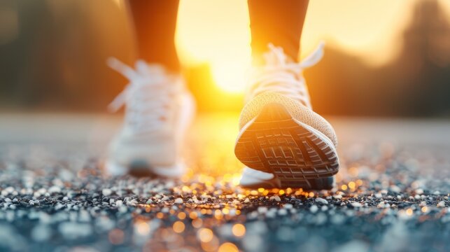 Highlight a jogger participating in a charity run event in a large stadium selective focus, community fitness, vibrant, Multilayer, stadium backdrop