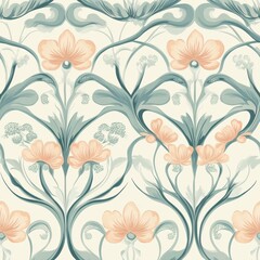 Art Nouveau Floral Seamless Pattern