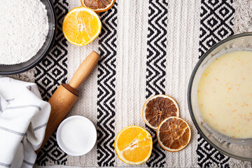 Home Baking set up - whisking Batter with Citrus Zest.