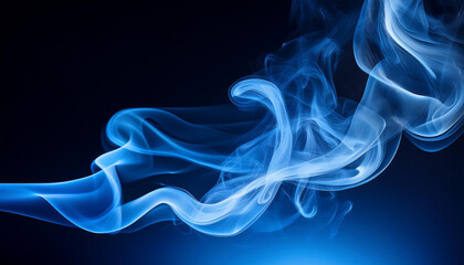 Obraz premium Ethereal indigo mist against dark backdrop, drifting fragrant fumes.