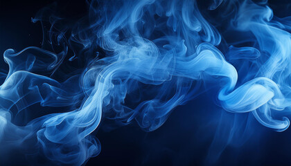 Obraz premium Ethereal indigo mist against dark backdrop, drifting fragrant fumes.