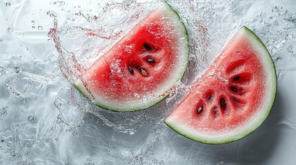 The moment the watermelon fell into the water