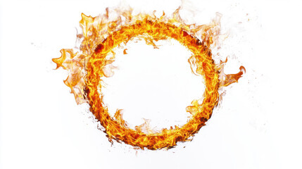 Flame rings isolated on white background for graphic design or wallpaper.