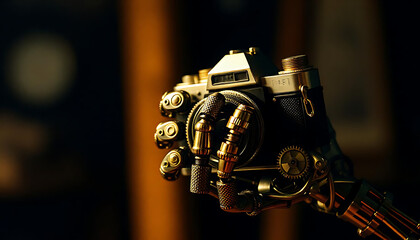 Fototapeta premium AI hand holding a camera