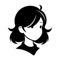 cute little girl face silhouette vector