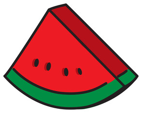 
Red watermelon flat colored vector drawing