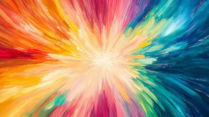 Obraz premium A burst of colors radiating from the center of the background, each shade blending into the next, creating a dynamic and lively visual effect
