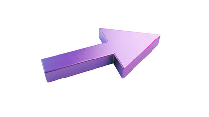 A 3D cartoon-style illustration of a purple arrow model, designed to be visually striking and playful, representing direction and movement in a whimsical way isolated on transparent background cutout
