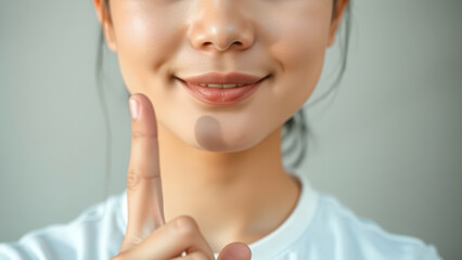 Close-up of a Woman's Finger Pointing Up