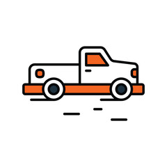 pickup truck color line icon with white background vector stock illustration