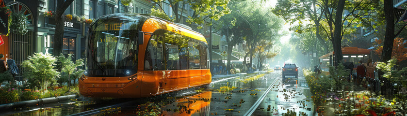 Obraz premium AI robot delivering packages in city