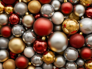 Many colorful Christmas ornaments beautifully decorated