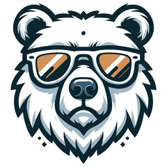 Fototapeta premium Cool bear illustration vector style in black and white mood with sunglasses, modern wall art