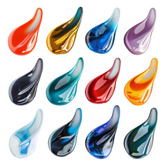 Colorful Paint Drops Arranged in a Pattern on a White Background