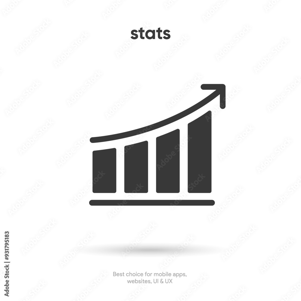 Aufkleber Statistic icon. 3d financial analysis stats icon. Growing graph. Business chart symbol. Growths chart collection. Progress bar. Bar diagram. Growth success arrow icon. Progress symbol. Chart increase