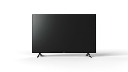 Simulation of a modern large black TV. White background.