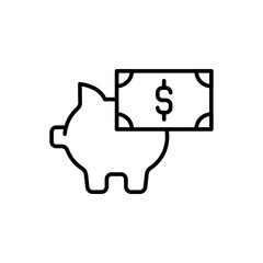 Piggy bank outline icons, minimalist vector illustration ,simple transparent graphic element .Isolated on white background