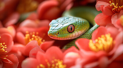 Fototapeta premium The Year of the Snake. Chinese New Year. Christmas.