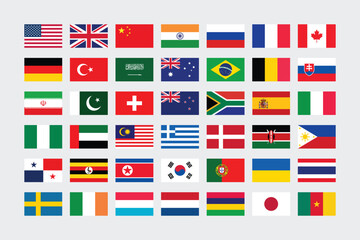 Giant Flag Collection. Set of World Country National Flag. 
