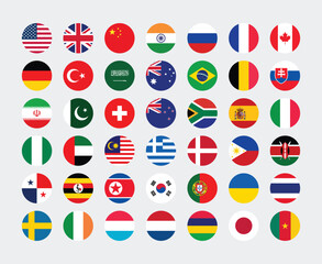 Obraz premium Giant Round Flag Collection. Set of World Country National Flag. 
