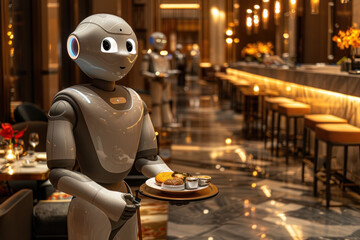Humanoid AI butlers serve guests in luxury hotel