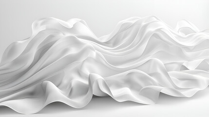 Obraz premium Elegant white background with drapery fabric ,Elegant Waves of Silken Fabric ,White background of gypsum smooth relief waves