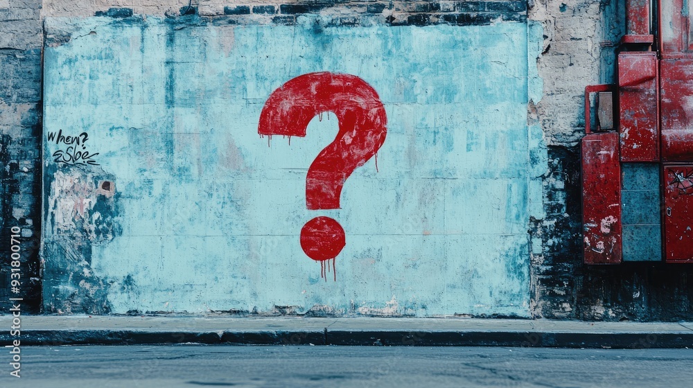 Fototapete a red question mark 