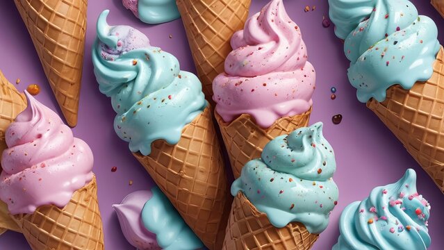 Leckere Eis Kugeln In Der Waffel