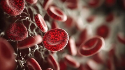 Fototapeta premium Red blood cells are clustering together, initiating the process of blood clot formation within the body's circulatory system