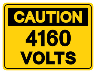 Fototapeta premium Caution 4160 Volts Tag Symbol Sign,Vector Illustration, Isolate On White Background Label. EPS10