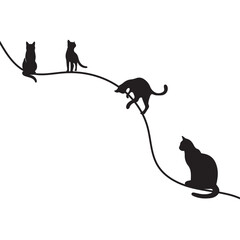 vector isolated silhouette cat set,  Cat silhouette vector pictogram ,Vector silhouette of the cat sitting, black color, isolated on white background