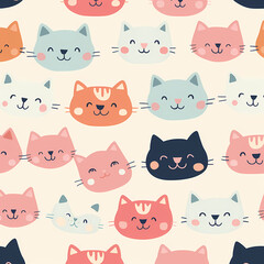 colorful cute cat pattern background