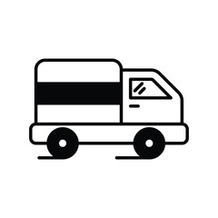 truck glyph icon with white background vector stock illustration